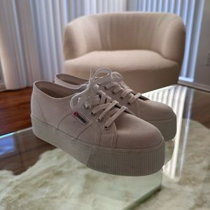Superga platform white sneakers